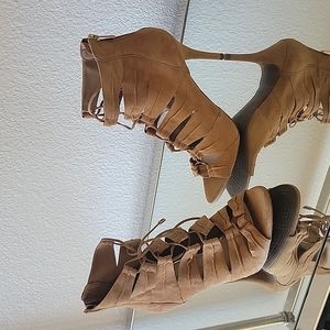 Jessica Simpson Laced, black suede heels, size 8.5